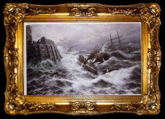 framed  unknow artist Seascape, boats, ships and warships. 25, ta009-2